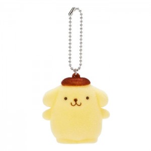 Yellow Hello Kitty Pompompurin Flocked Keychain Mascot | CA_HK13107