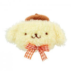 Yellow Hello Kitty Pompompurin Plush Hair Clip (Gingham Bow) | CA_HK62056