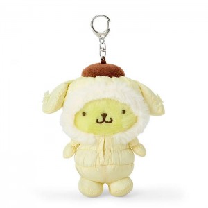 Yellow Hello Kitty Pompompurin Plush Mascot Keychain (Winter Snowsuit Series) | CA_HK91043