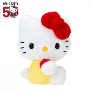 Yellow / Red Hello Kitty Hello Kitty 50th Anniv. Plush Mascot (Yellow Overalls) | CA_HK82610