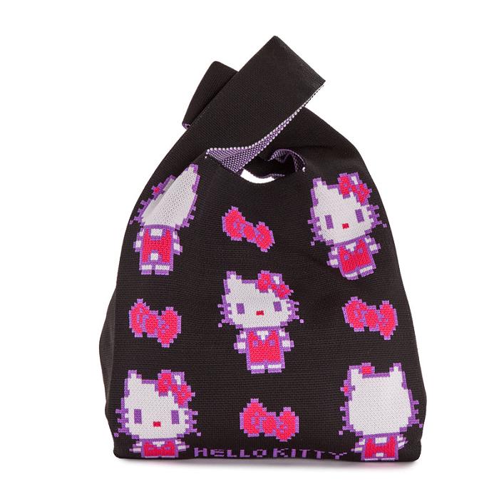 Black Hello Kitty Hello Kitty Black Knit Shopper Bag (Retro Pixel Series) | CA_HK84034