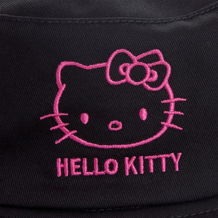 Black Hello Kitty Hello Kitty Embroidered Bucket Hat (Summer Vibes Edition) | CA_HK44202