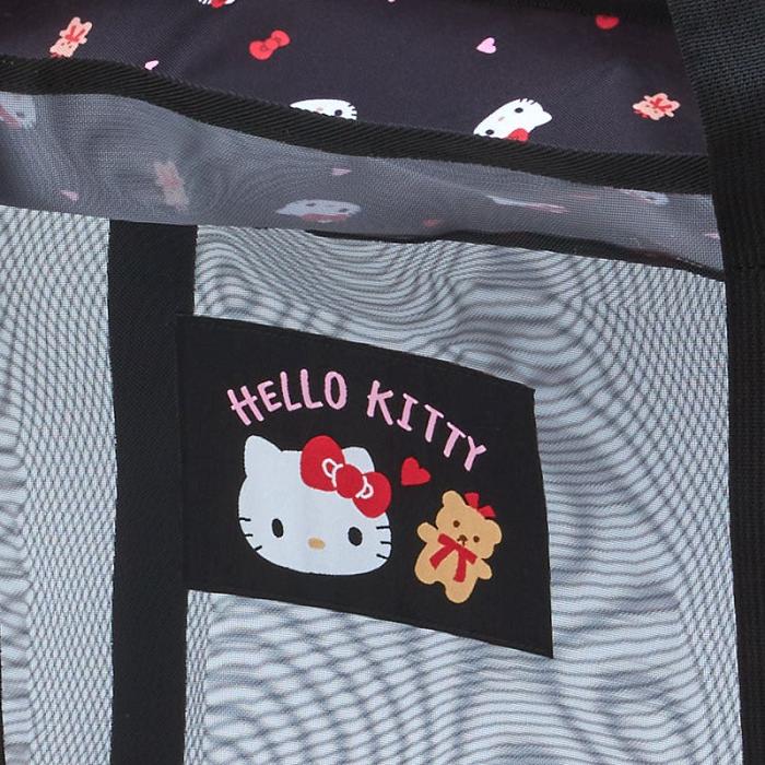 Black Hello Kitty Hello Kitty Mesh Storage Tote (Large) | CA_HK38721