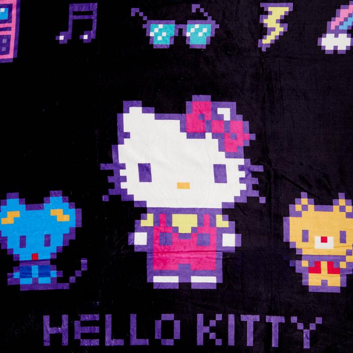 Black Hello Kitty Hello Kitty Throw Blanket (Retro Pixel Series) | CA_HK81485