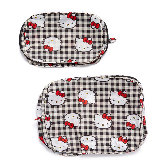 Black Hello Kitty Hello Kitty x Baggu 50th Anniversary Packing Cube Set (Black Gingham) | CA_HK18636