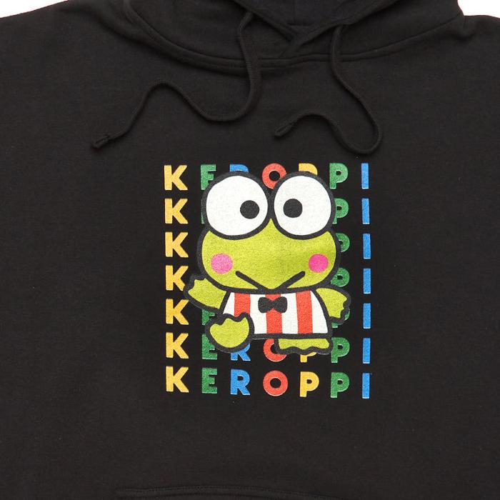 Black Hello Kitty Keroppi Watashi Wa Unisex Hoodie | CA_HK32056