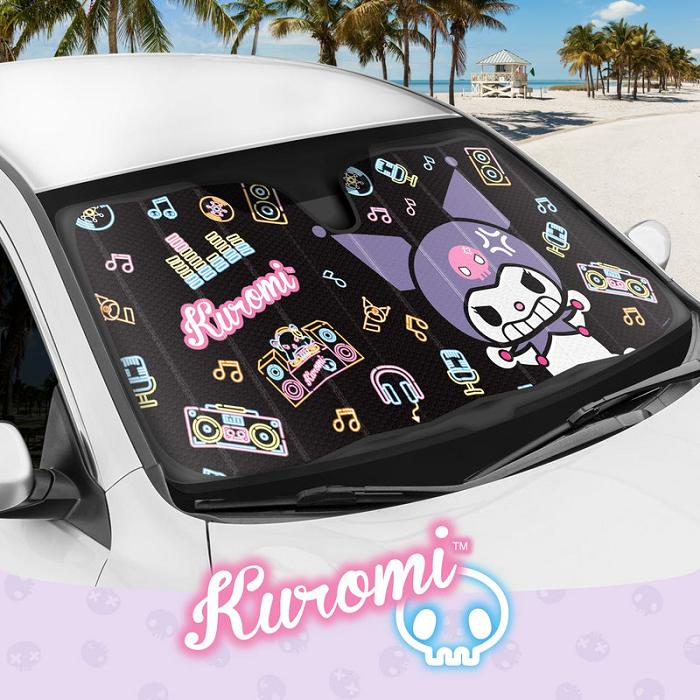 Black Hello Kitty Kuromi Car Sun Shade (Neon Party) | CA_HK92275