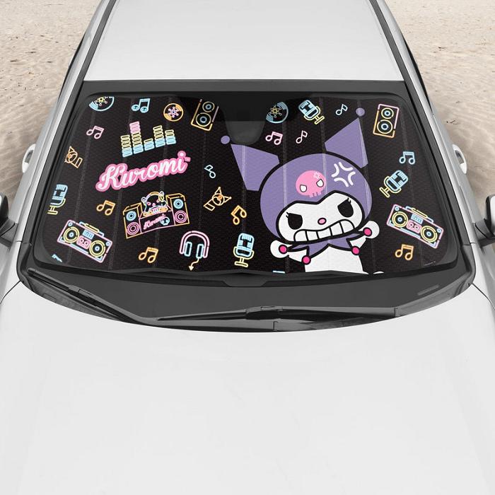 Black Hello Kitty Kuromi Car Sun Shade (Neon Party) | CA_HK92275