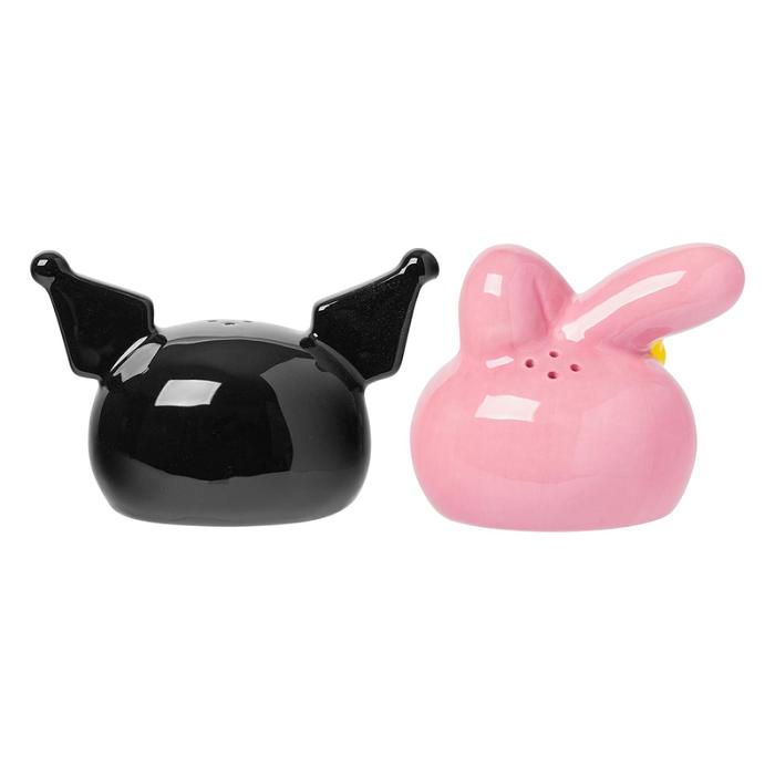 Black Hello Kitty My Melody And Kuromi Sculpted Ceramic Salt and Pepper Set | CA_HK57233