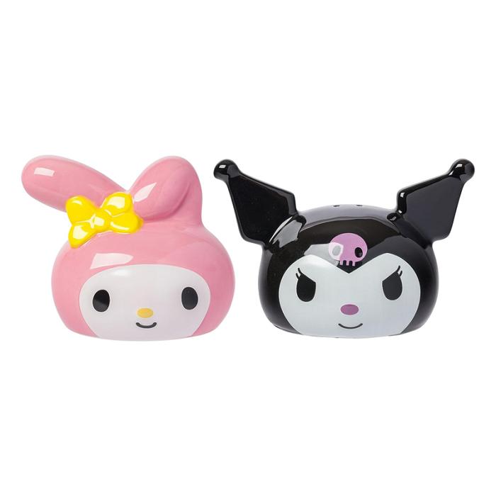 Black Hello Kitty My Melody And Kuromi Sculpted Ceramic Salt and Pepper Set | CA_HK57233