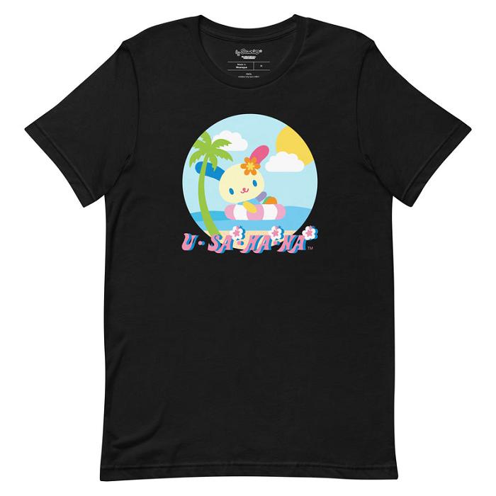 Black Hello Kitty U*SA*HA*NA Beach Day Tee | CA_HK21316