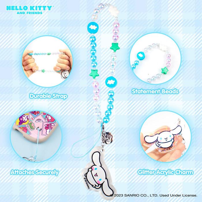 Blue Hello Kitty Cinnamoroll Beaded Charm Mobile Phone Wrist Strap | CA_HK62693