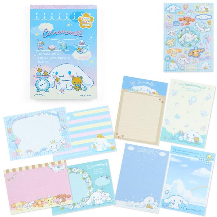 Blue Hello Kitty Cinnamoroll Memo Pad & Sticker Set | CA_HK68548