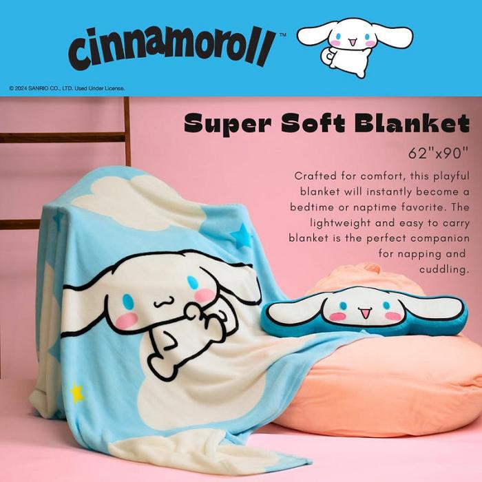 Blue Hello Kitty Cinnamoroll Wish Upon A Star Throw Blanket | CA_HK59169