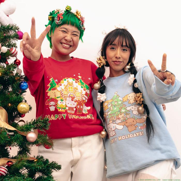 Blue Hello Kitty Cinnamoroll and Friends x JapanLA Holiday Sweater | CA_HK71424