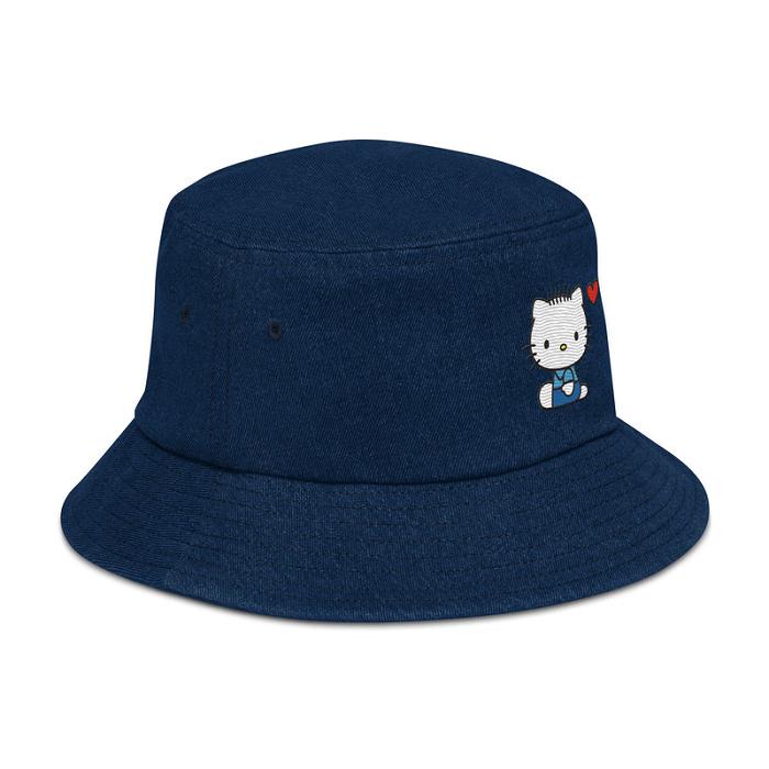 Blue Hello Kitty Dear Daniel Embroidered Denim Bucket Hat | CA_HK82670