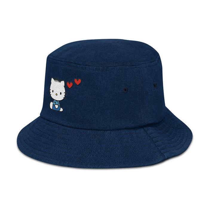 Blue Hello Kitty Dear Daniel Embroidered Denim Bucket Hat | CA_HK82670