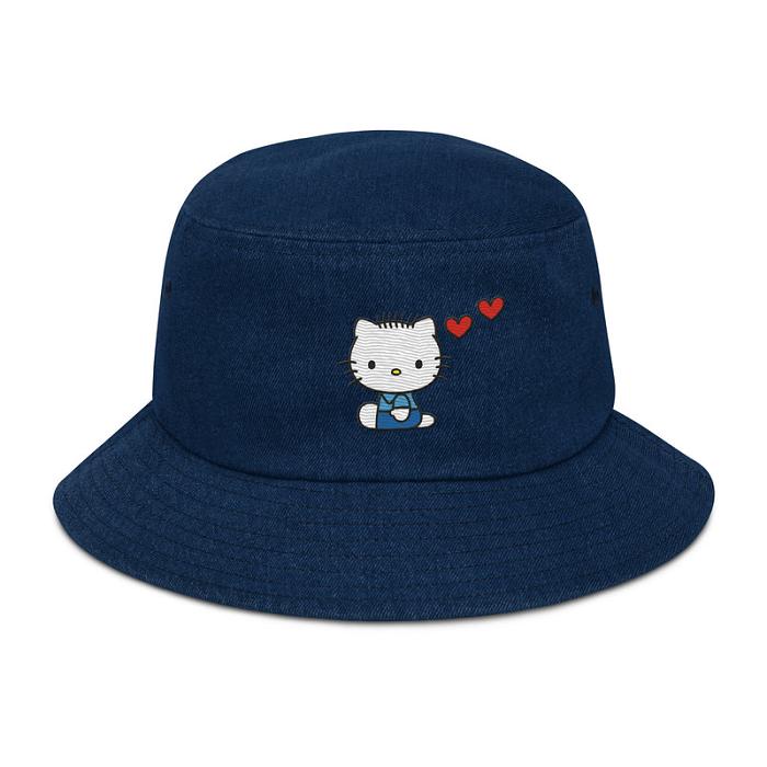 Blue Hello Kitty Dear Daniel Embroidered Denim Bucket Hat | CA_HK82670