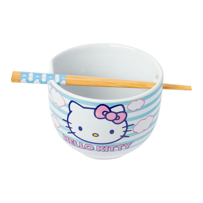 Blue Hello Kitty Hello Kitty Ceramic Ramen Bowl and Chopstick Set (Clouds) | CA_HK86029