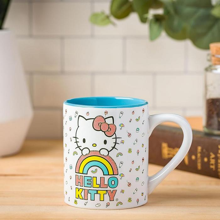 Blue Hello Kitty Hello Kitty Rainbow Glitter Ceramic Mug | CA_HK85661