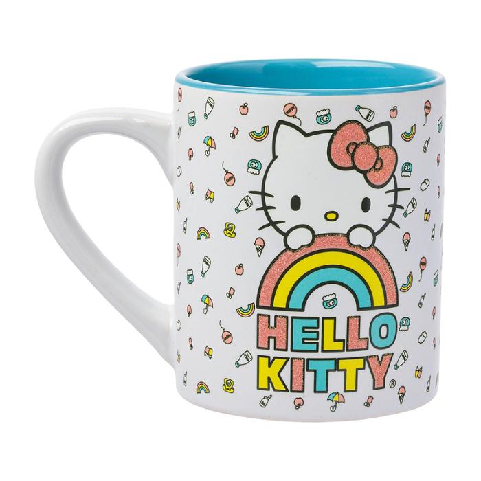 Blue Hello Kitty Hello Kitty Rainbow Glitter Ceramic Mug | CA_HK85661