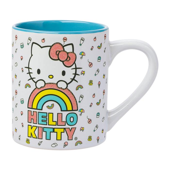 Blue Hello Kitty Hello Kitty Rainbow Glitter Ceramic Mug | CA_HK85661