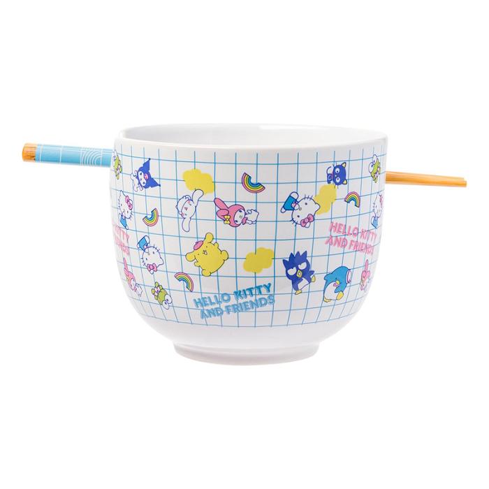 Blue Hello Kitty Hello Kitty and Friends Ceramic Ramen Bowl and Chopstick Set (Color Grid) | CA_HK79922