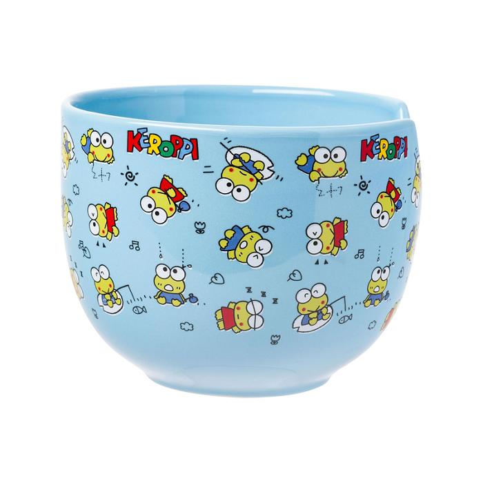 Blue Hello Kitty Keroppi Ceramic Ramen Bowl and Chopstick Set (Poses) | CA_HK12219