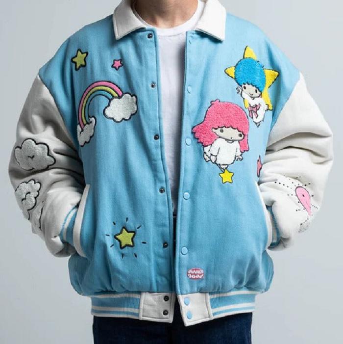 Blue Hello Kitty LittleTwinStars x Dumbgood Varsity Jacket | CA_HK54698