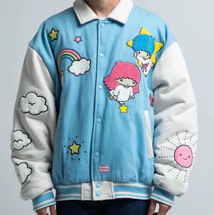 Blue Hello Kitty LittleTwinStars x Dumbgood Varsity Jacket | CA_HK54698