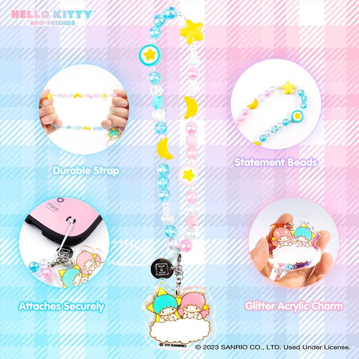 Blue / Pink Hello Kitty LittleTwinStars Beaded Charm Mobile Phone Wrist Strap | CA_HK65491