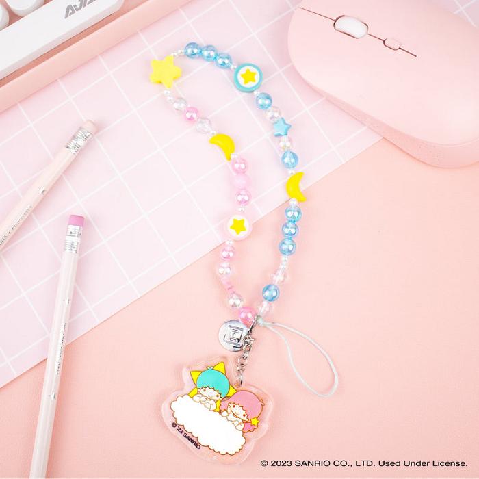 Blue / Pink Hello Kitty LittleTwinStars Beaded Charm Mobile Phone Wrist Strap | CA_HK65491