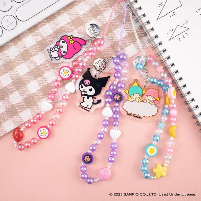 Blue / Pink Hello Kitty LittleTwinStars Beaded Charm Mobile Phone Wrist Strap | CA_HK65491