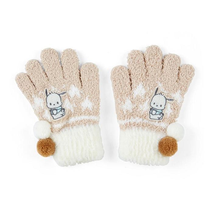 Brown / White Hello Kitty Pochacco Kids Cozy Gloves | CA_HK38545