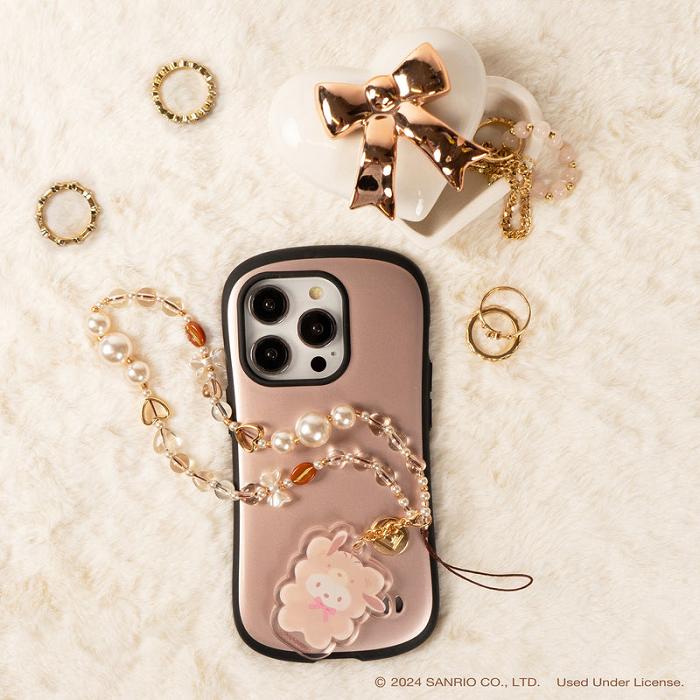 Cream Hello Kitty Pochacco Latte Bear Beaded Charm Mobile Phone Wrist Strap | CA_HK31417