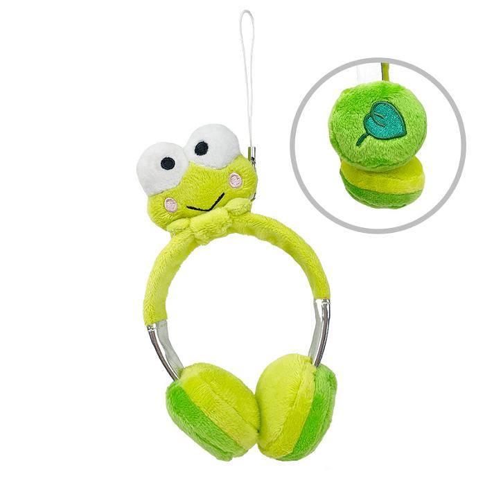 Green Hello Kitty Keroppi Plush Headphones Bag Charm | CA_HK88825