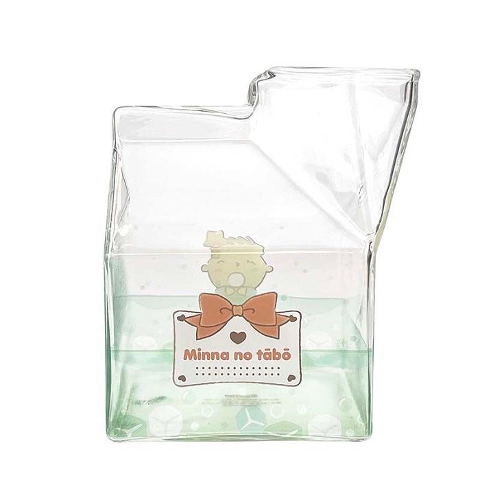 Green Hello Kitty Minna No Tabo Kawaii Glass Milk Carton Cup | CA_HK82100