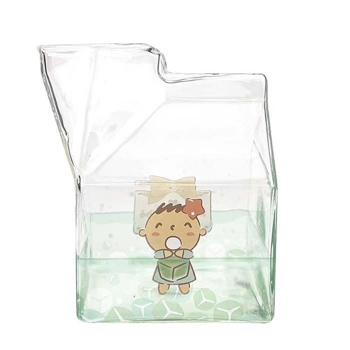 Green Hello Kitty Minna No Tabo Kawaii Glass Milk Carton Cup | CA_HK82100