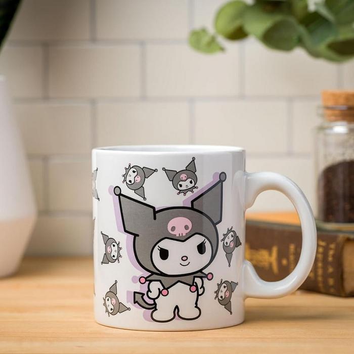 Grey Hello Kitty Kuromi All-Over Print Ceramic Mug (Poses) | CA_HK41472