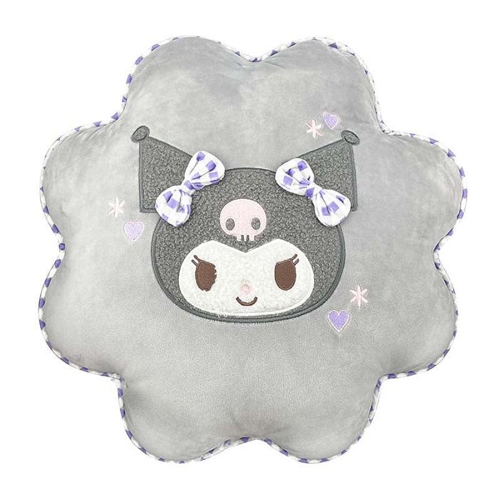 Grey Hello Kitty Kuromi Cozy Face Throw Pillow | CA_HK89178