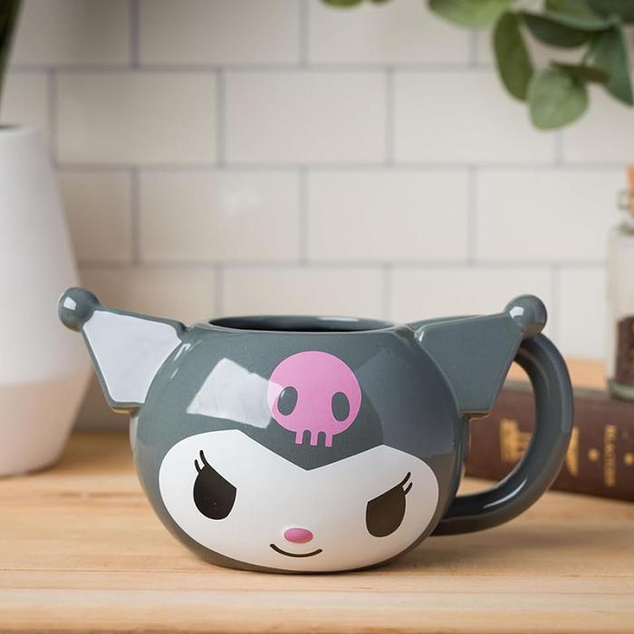 Grey Hello Kitty Kuromi Face Sculpted Mug (Gray) | CA_HK50491