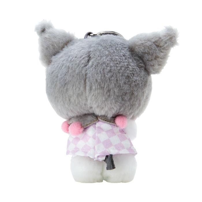 Grey Hello Kitty Kuromi Plush Mascot Keychain (Pastel Check Series) | CA_HK63877