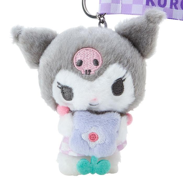 Grey Hello Kitty Kuromi Plush Mascot Keychain (Pastel Check Series) | CA_HK63877