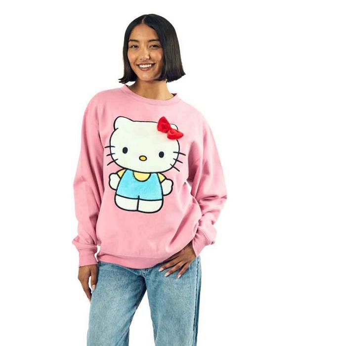 Pink Hello Kitty Hello Kitty 3D Bow Oversized Pink Sweatshirt | CA_HK32508