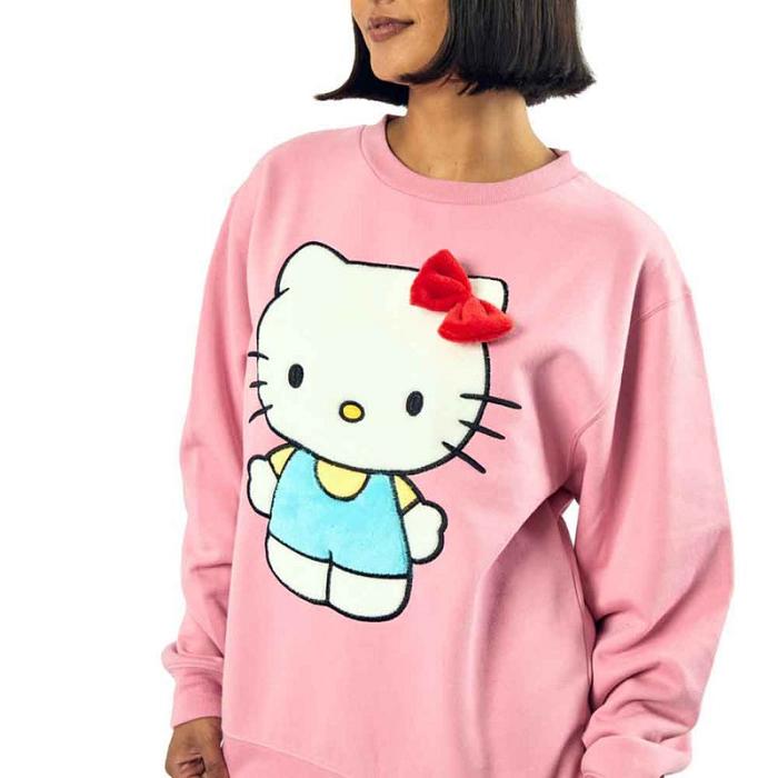 Pink Hello Kitty Hello Kitty 3D Bow Oversized Pink Sweatshirt | CA_HK32508