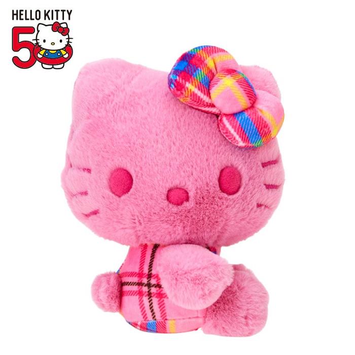 Pink Hello Kitty Hello Kitty 50th Anniv. Plush Mascot (Pink Tartan) | CA_HK25565