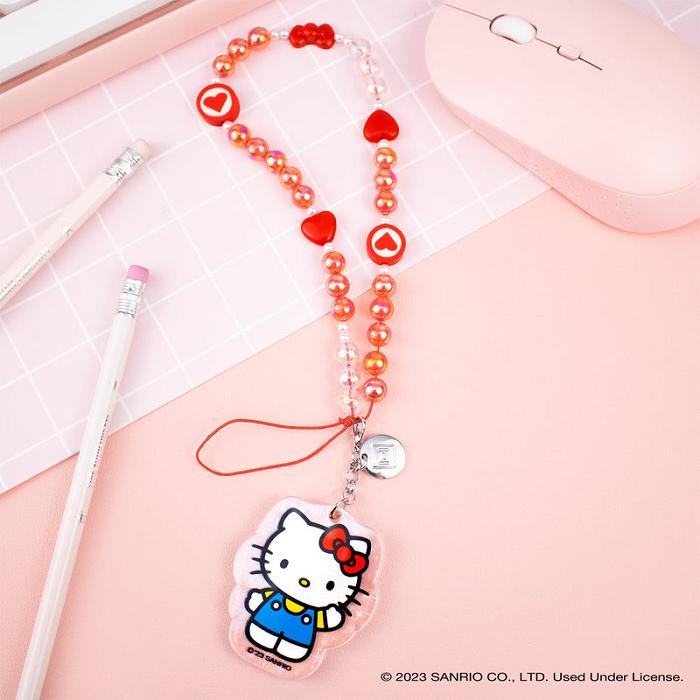 Pink Hello Kitty Hello Kitty Beaded Charm Mobile Phone Wrist Strap | CA_HK88735