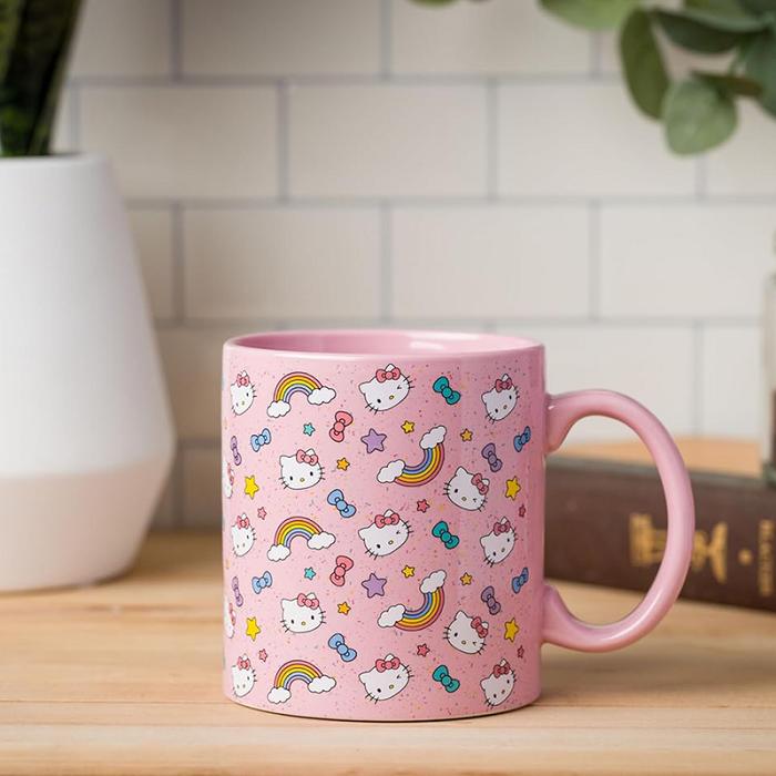 Pink Hello Kitty Hello Kitty Ceramic Mug (Stars, Bows, & Rainbows) | CA_HK97688