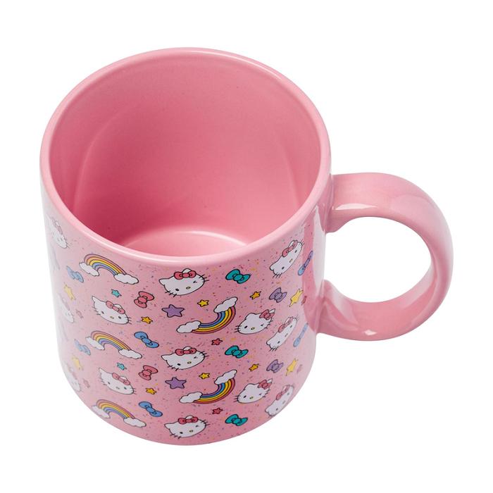 Pink Hello Kitty Hello Kitty Ceramic Mug (Stars, Bows, & Rainbows) | CA_HK97688