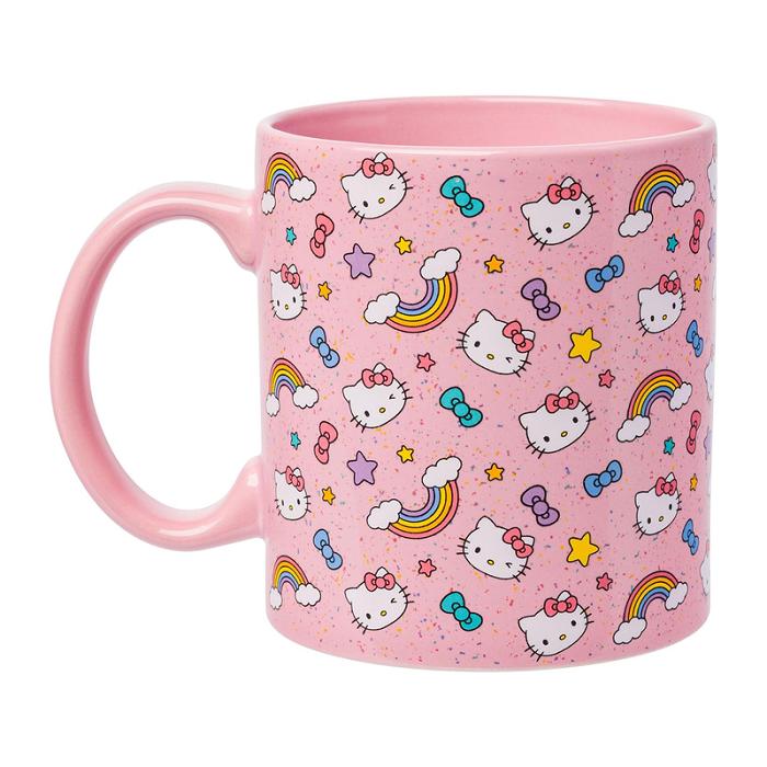 Pink Hello Kitty Hello Kitty Ceramic Mug (Stars, Bows, & Rainbows) | CA_HK97688